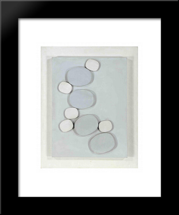 Grey - White Relief #2 20x24 Black Modern Wood Framed Art Print Poster by Stazewski, Henryk