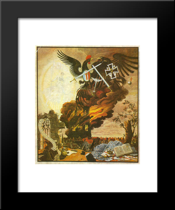 Allegory Of The Destruction Of The Cathedral At Reims 20x24 Black Modern Wood Framed Art Print Poster by Narbut, Heorhiy