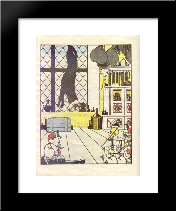 Illustration For The Book 'How Mice Buried The Cat' By Zhukovsky 20x24 Black Modern Wood Framed Art Print Poster by Narbut, Heorhiy