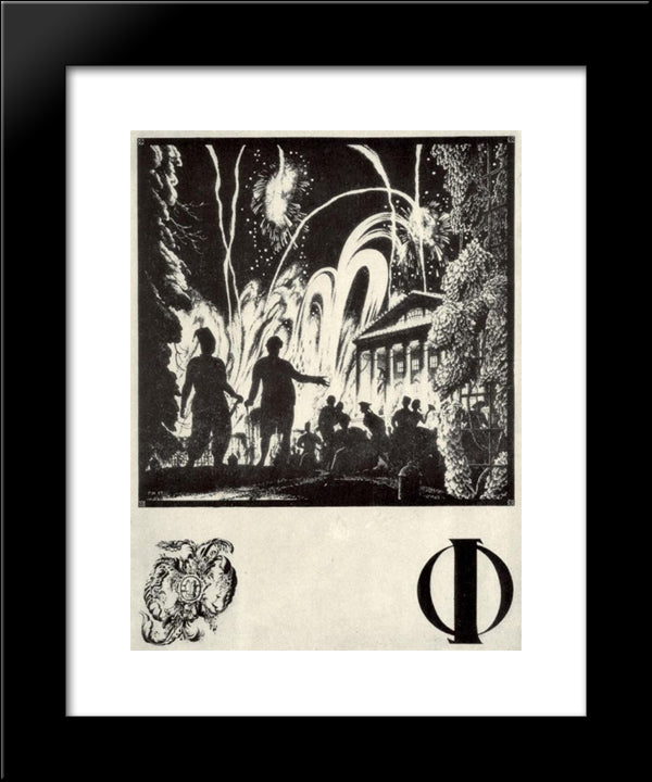Sheet 'F' From The Album 'Ukrainian Alphabet' 20x24 Black Modern Wood Framed Art Print Poster by Narbut, Heorhiy