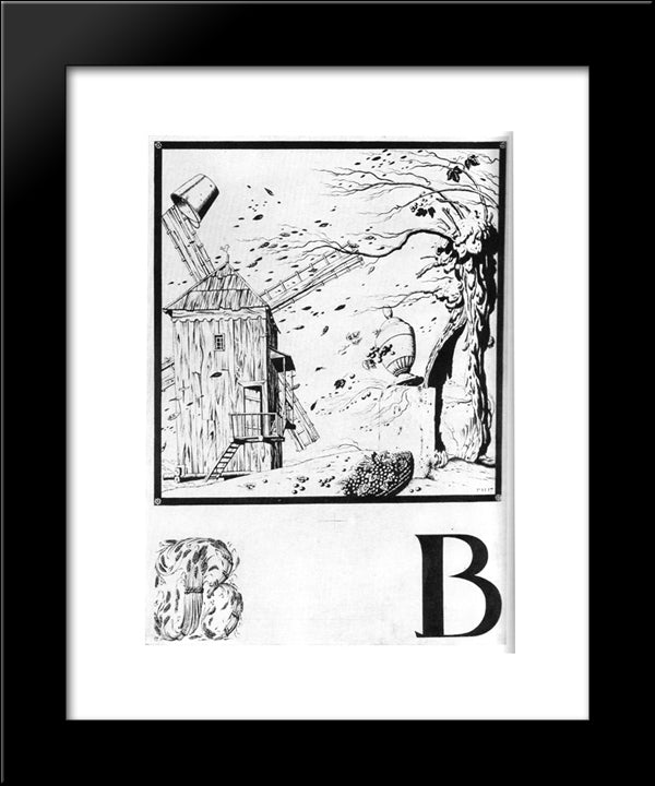 Sheet 'V' From The Album 'Ukrainian Alphabet' 20x24 Black Modern Wood Framed Art Print Poster by Narbut, Heorhiy