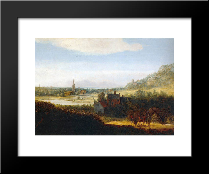 Landscape With Armed Men 20x24 Black Modern Wood Framed Art Print Poster by Seghers, Hercules
