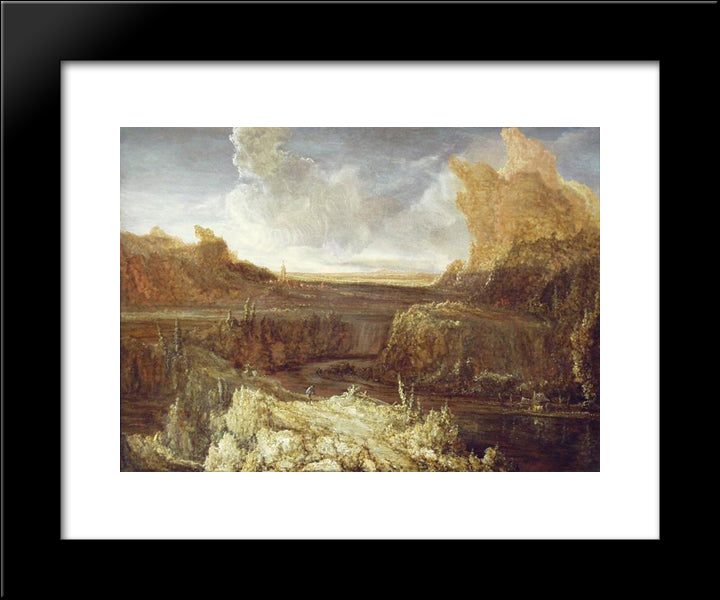 Mountainous Landscape 20x24 Black Modern Wood Framed Art Print Poster by Seghers, Hercules