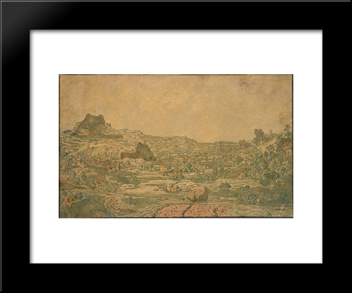 Town With Four Towers 20x24 Black Modern Wood Framed Art Print Poster by Seghers, Hercules