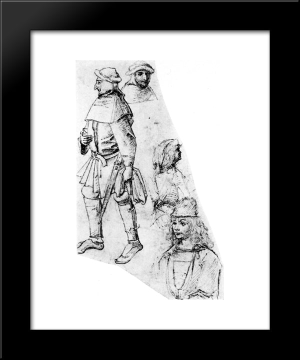 A Peasant And Three Bustlength Figures 20x24 Black Modern Wood Framed Art Print Poster by Bosch, Hieronymus