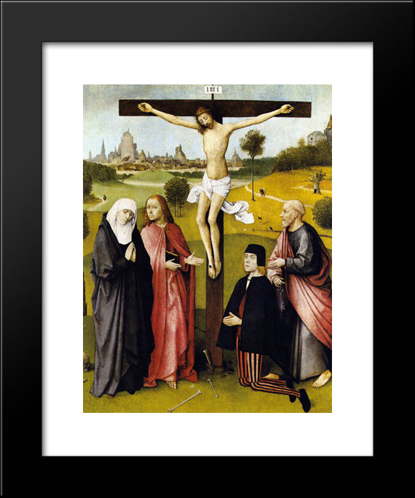 Crucifixion With A Donor 20x24 Black Modern Wood Framed Art Print Poster by Bosch, Hieronymus