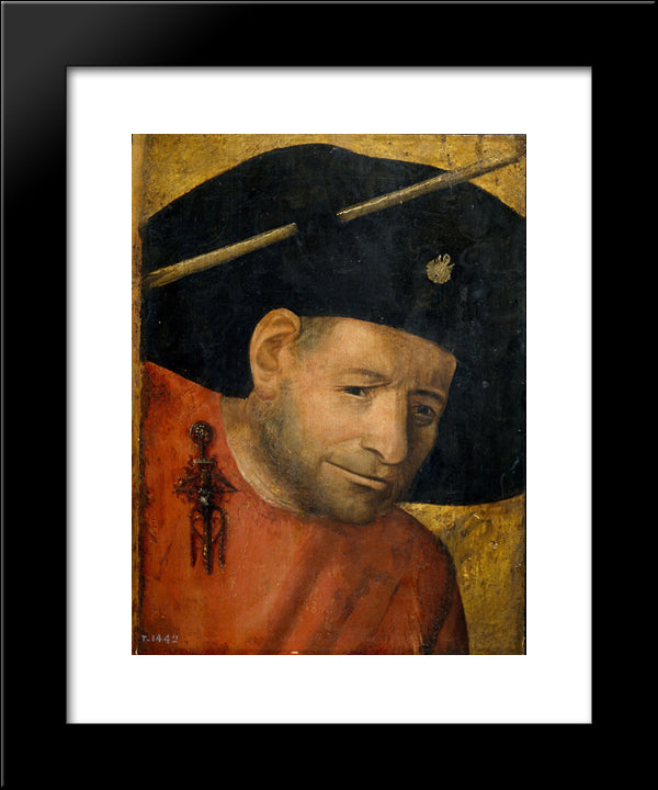 Head Of A Halberdier 20x24 Black Modern Wood Framed Art Print Poster by Bosch, Hieronymus