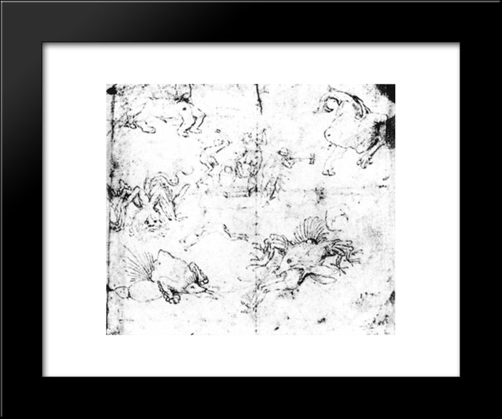 Scenes In Hell 20x24 Black Modern Wood Framed Art Print Poster by Bosch, Hieronymus