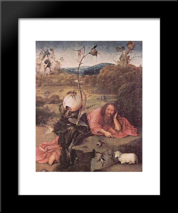 St. John The Baptist In Meditation 20x24 Black Modern Wood Framed Art Print Poster by Bosch, Hieronymus