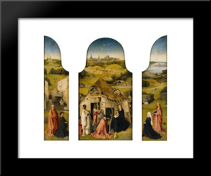The Adoration Of The Magi 20x24 Black Modern Wood Framed Art Print Poster by Bosch, Hieronymus