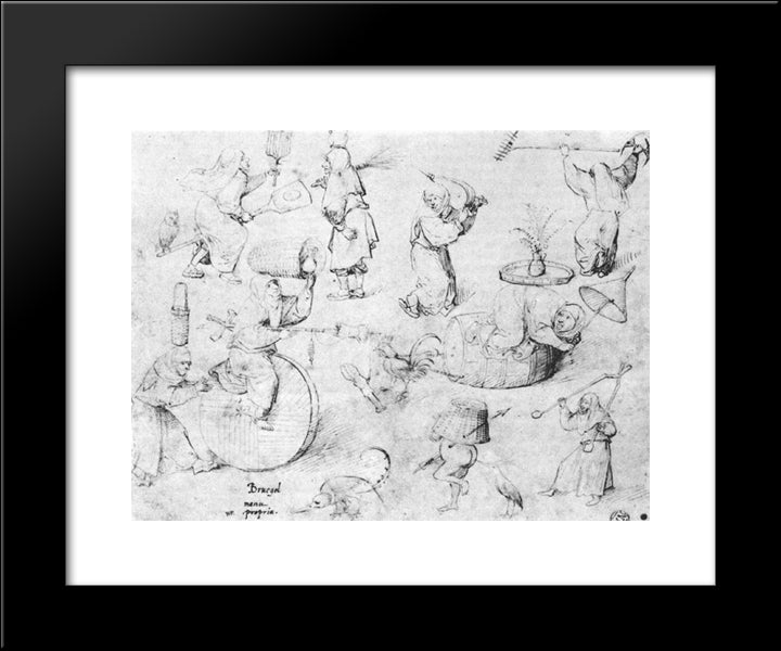 Witches 20x24 Black Modern Wood Framed Art Print Poster by Bosch, Hieronymus
