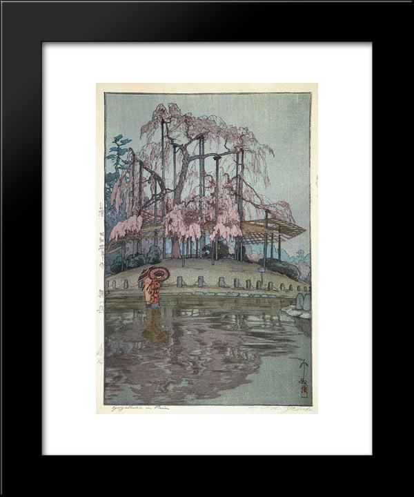 Yozakura In Rain 20x24 Black Modern Wood Framed Art Print Poster by Yoshida, Hiroshi