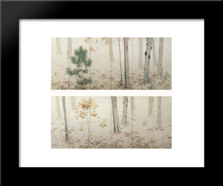 Fallen Leaves (Ochiba) 20x24 Black Modern Wood Framed Art Print Poster by Shunso, Hishida