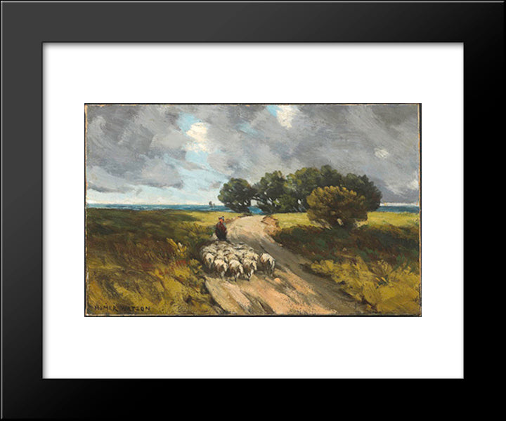 Herding Sheep 20x24 Black Modern Wood Framed Art Print Poster by Watson, Homer
