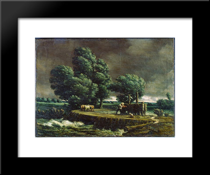 The Flood Gate 20x24 Black Modern Wood Framed Art Print Poster by Watson, Homer