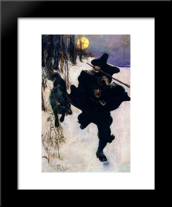 Once It Chased Dr. Wilkerson Into The Very Town Itself 20x24 Black Modern Wood Framed Art Print Poster by Pyle, Howard