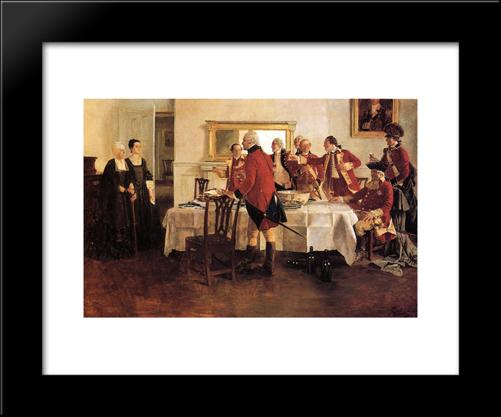 Red Coat Soldiers Toasting The Ladies Of The House 20x24 Black Modern Wood Framed Art Print Poster by Pyle, Howard