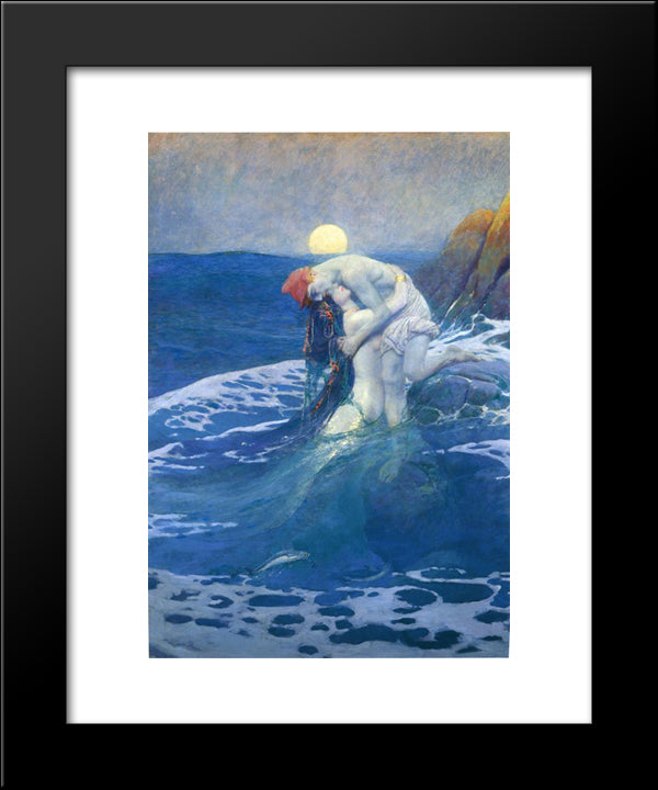 The Mermaid 20x24 Black Modern Wood Framed Art Print Poster by Pyle, Howard
