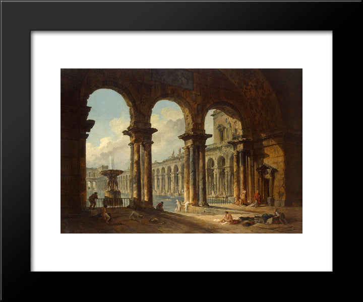 Ancient Ruins Used As Public Baths 20x24 Black Modern Wood Framed Art Print Poster by Robert, Hubert