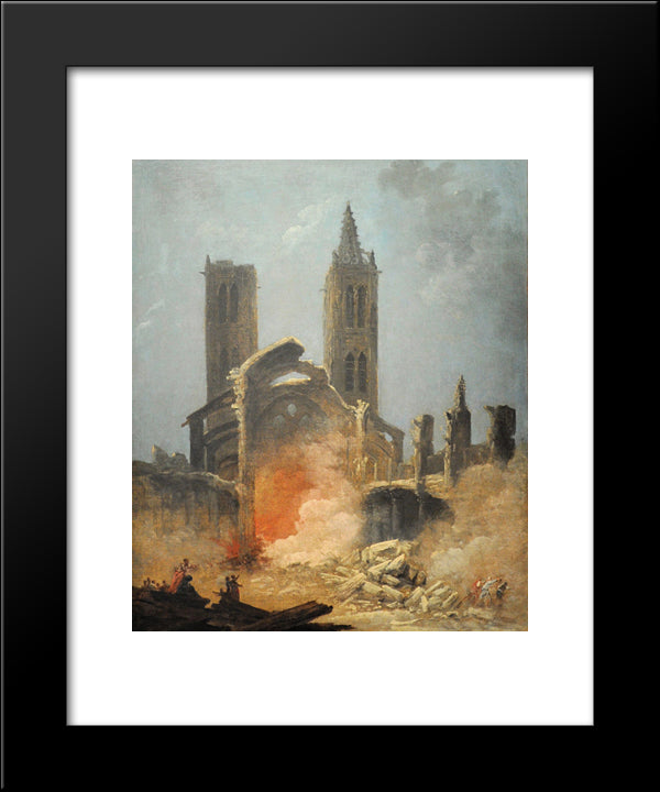 Demolition De L'Eglise Saint-Jean-En-Greve - Musee Carnavalet 20x24 Black Modern Wood Framed Art Print Poster by Robert, Hubert