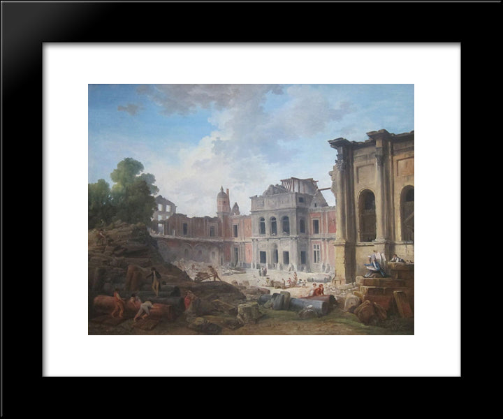 Demolition Of The Chateau Of Meudon 20x24 Black Modern Wood Framed Art Print Poster by Robert, Hubert