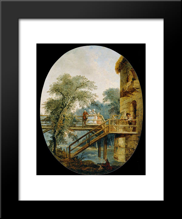 The Footbridge 20x24 Black Modern Wood Framed Art Print Poster by Robert, Hubert