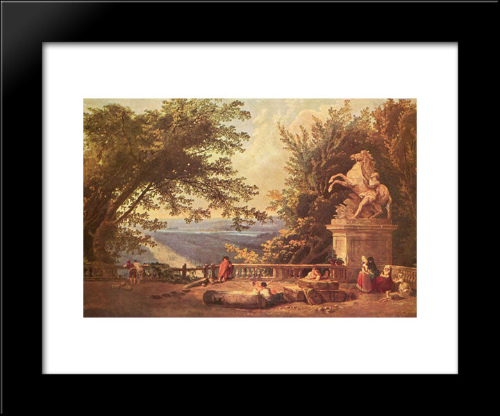 The Terrace At Marly 20x24 Black Modern Wood Framed Art Print Poster by Robert, Hubert