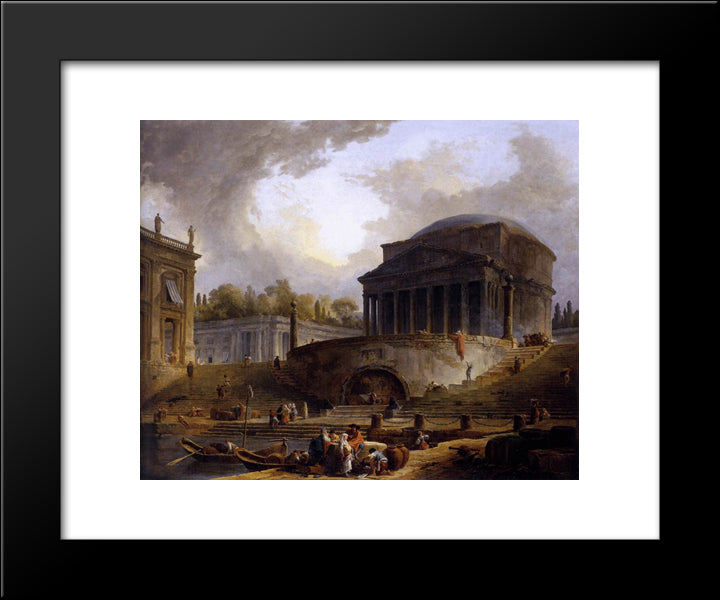 View Of Ripetta 20x24 Black Modern Wood Framed Art Print Poster by Robert, Hubert