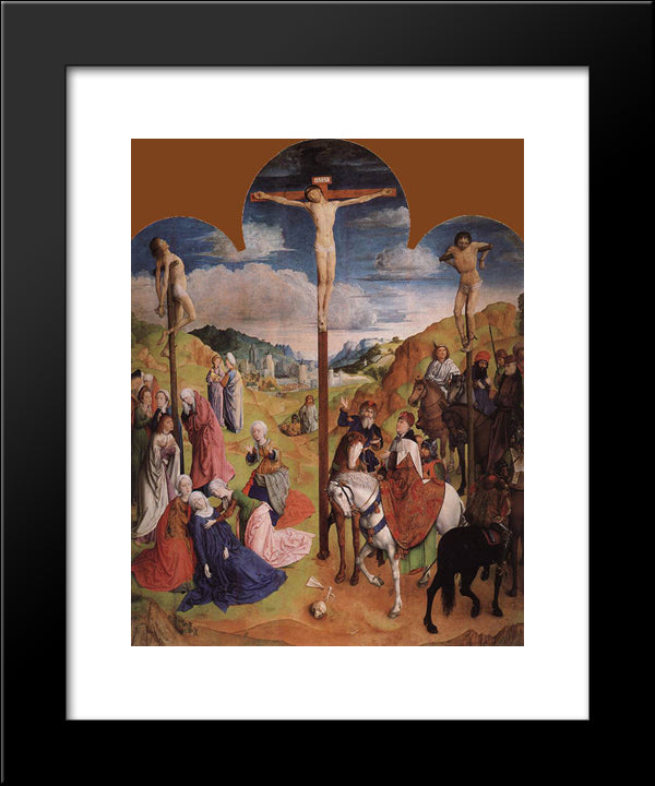 Calvary Triptych (Central Panel) 20x24 Black Modern Wood Framed Art Print Poster by van der Goes, Hugo
