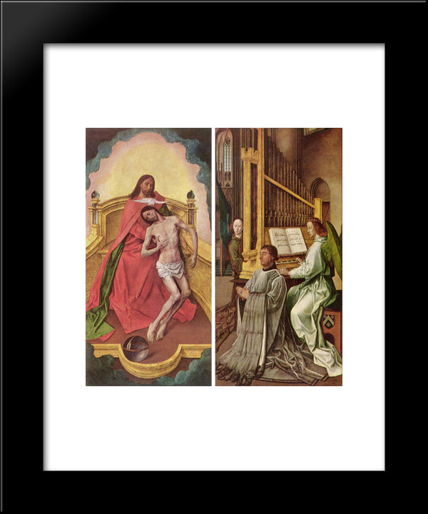 The Trinity Altar Panels (Detail) 20x24 Black Modern Wood Framed Art Print Poster by van der Goes, Hugo