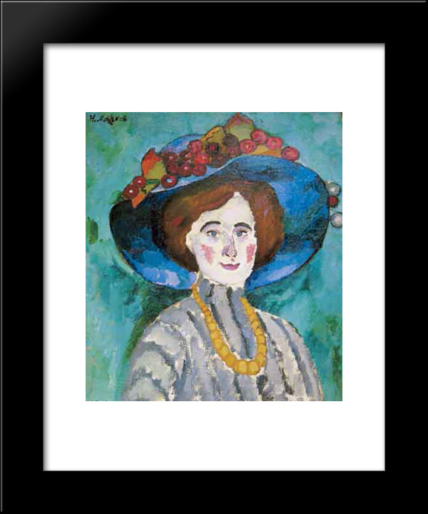 The Lady In The Hat 20x24 Black Modern Wood Framed Art Print Poster by Mashkov, Ilya
