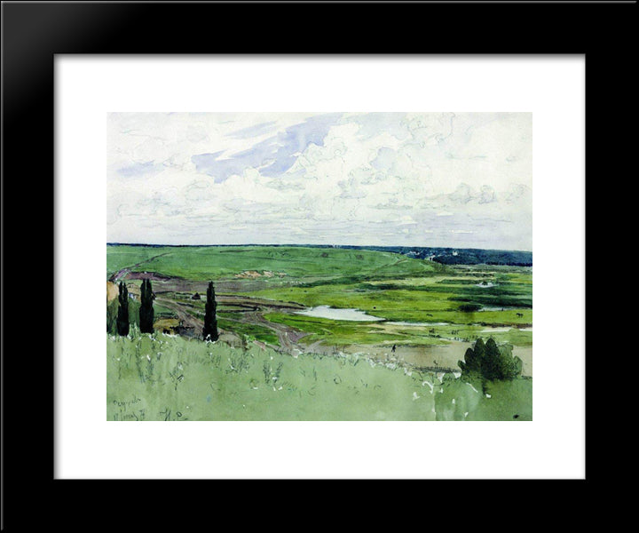 Landscape Near Chuguevo 20x24 Black Modern Wood Framed Art Print Poster by Repin, Ilya
