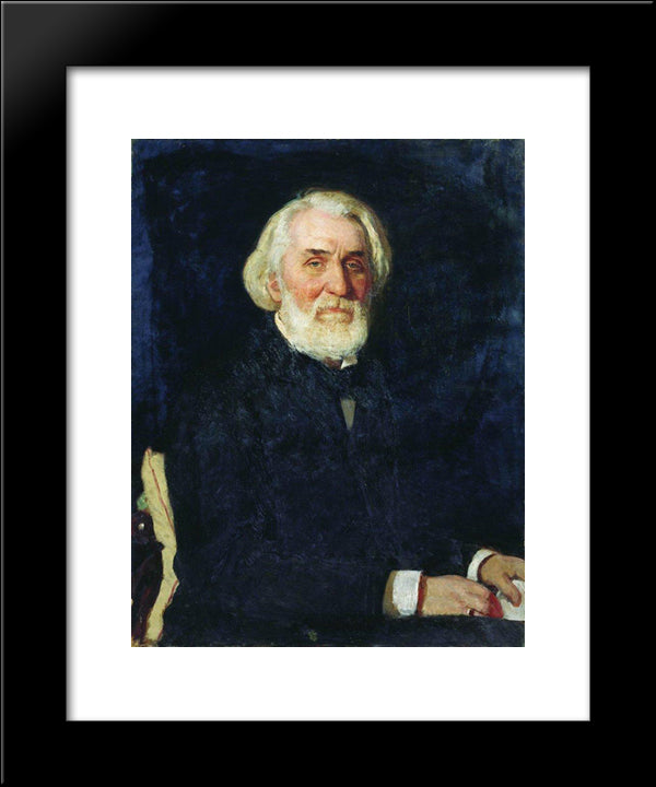 Portrait Of Ivan Turgenev 20x24 Black Modern Wood Framed Art Print Poster by Repin, Ilya