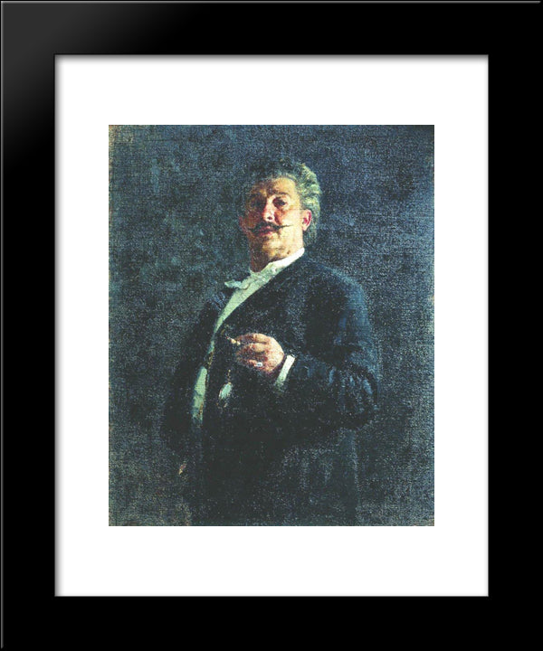Portrait Of Painter And Sculptor Mikhail Osipovich Mikeshin 20x24 Black Modern Wood Framed Art Print Poster by Repin, Ilya