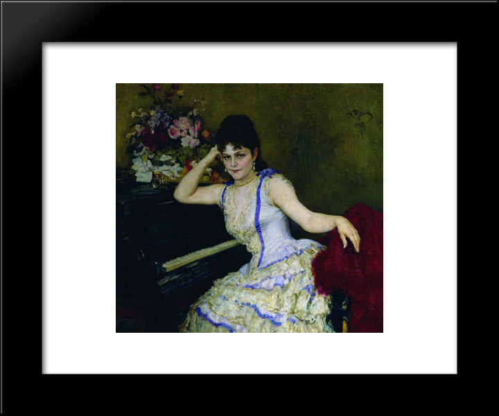 Portrait Of Pianist And Professor Of Saint Petersburg Conservatory Sophie Menter 20x24 Black Modern Wood Framed Art Print Poster by Repin, Ilya