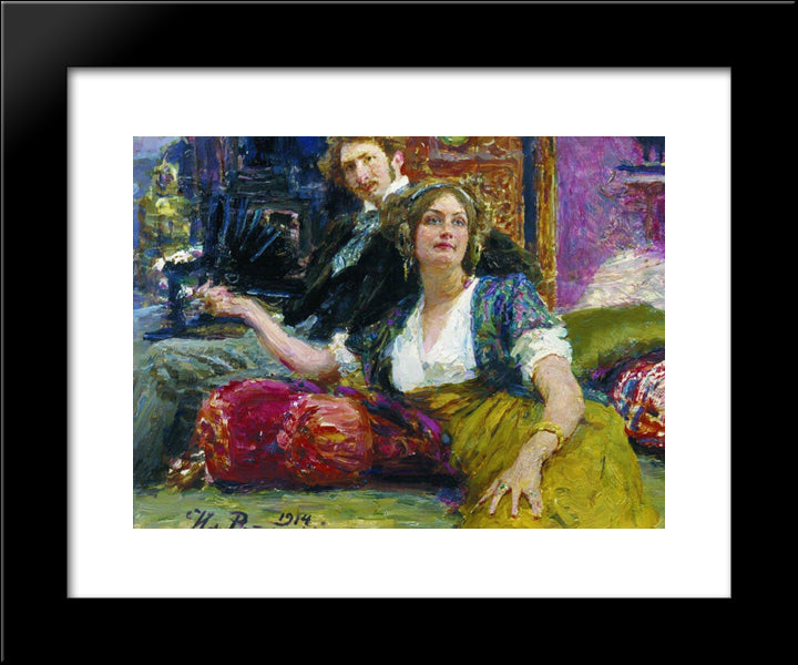 Portrait Of Poet, Prose Writer, Translator And Dramatist Sergei Mitrofanovich Gorodetsky With His Wife 20x24 Black Modern Wood Framed Art Print Poster by Repin, Ilya