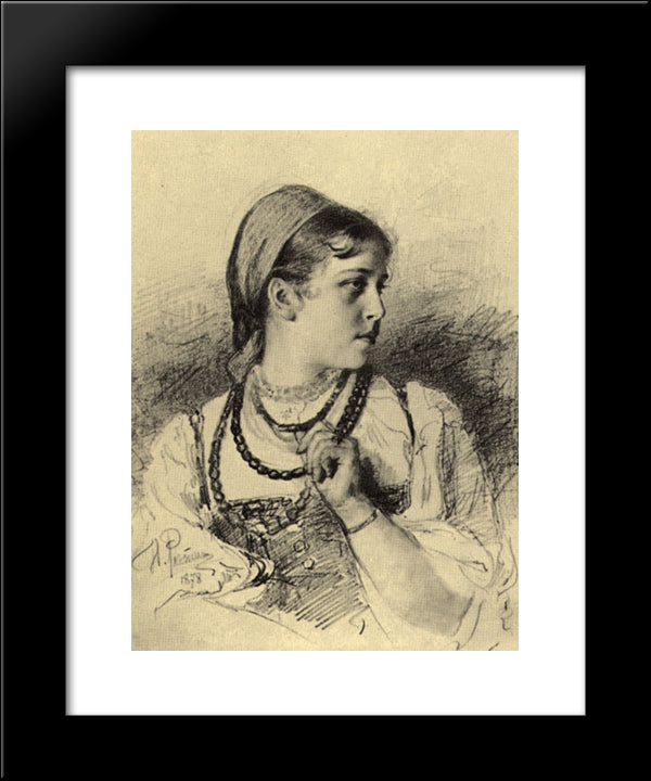 Portrait Of T. A. Mamontova 20x24 Black Modern Wood Framed Art Print Poster by Repin, Ilya