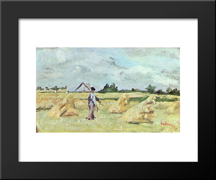 Haymaking 20x24 Black Modern Wood Framed Art Print Poster by Andreescu, Ion
