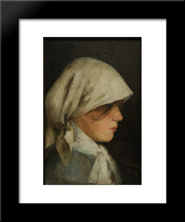 Portrait Of A Peasant Girl 20x24 Black Modern Wood Framed Art Print Poster by Andreescu, Ion