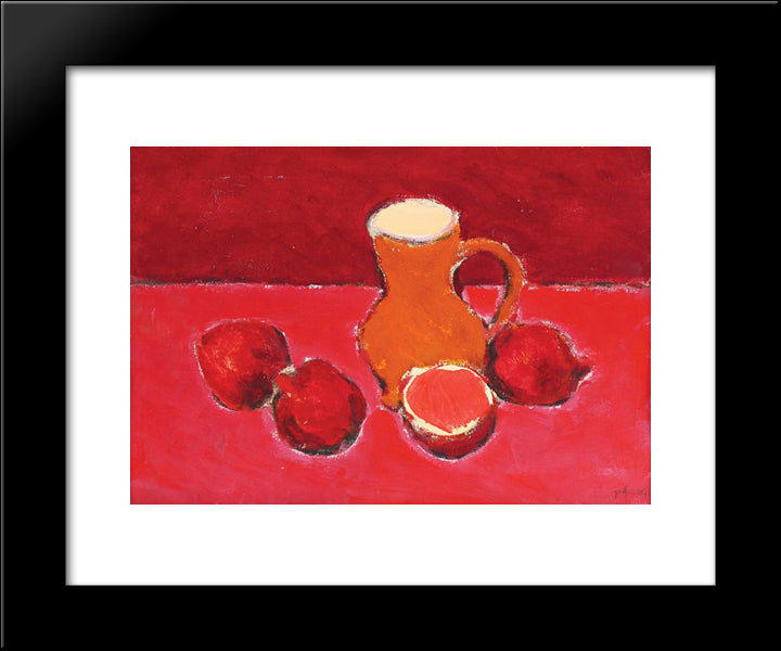 Still Life With Pomegranates 20x24 Black Modern Wood Framed Art Print Poster by Pacea, Ion