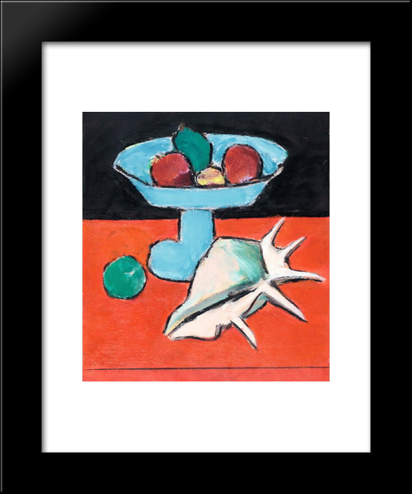Still Life With Tazza And Seashell 20x24 Black Modern Wood Framed Art Print Poster by Pacea, Ion