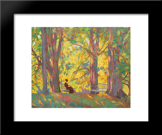 Woman In The Park 20x24 Black Modern Wood Framed Art Print Poster by Theodorescu Sion, Ion