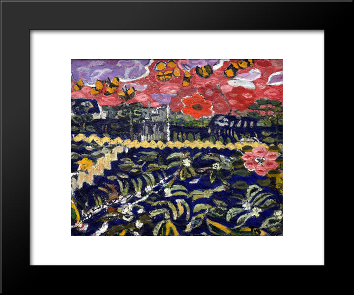 Blue Field 20x24 Black Modern Wood Framed Art Print Poster by Tuculescu, Ion