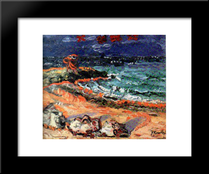 Marina At Mangalia 20x24 Black Modern Wood Framed Art Print Poster by Tuculescu, Ion