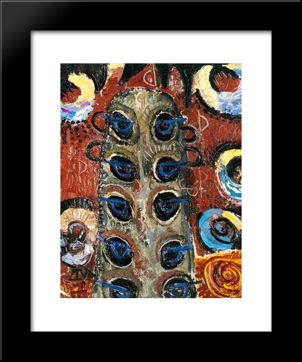 The Peacocks Of The Looks 20x24 Black Modern Wood Framed Art Print Poster by Tuculescu, Ion
