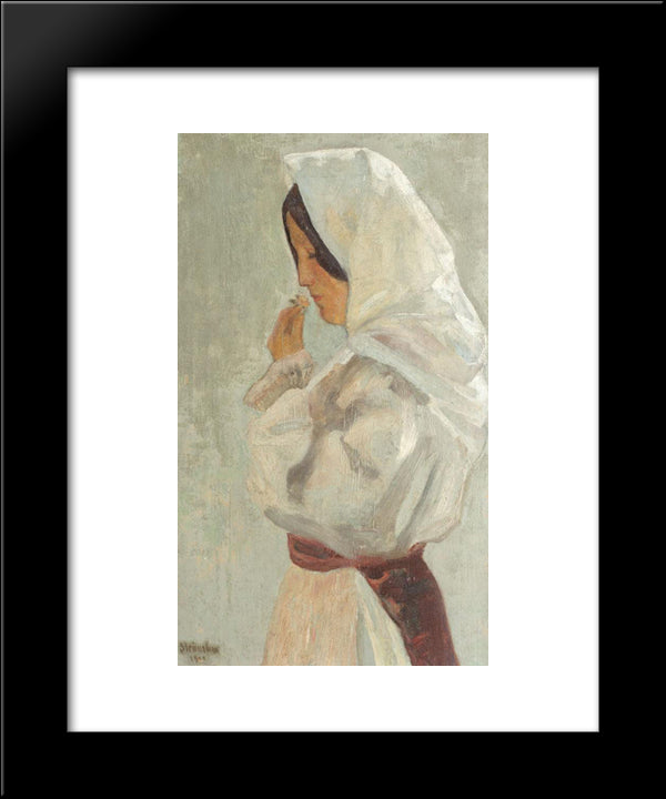 Peasant Woman 20x24 Black Modern Wood Framed Art Print Poster by Strambu, Ipolit