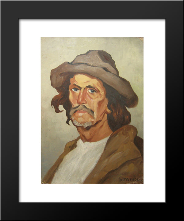 Portrait Of A Peasant 20x24 Black Modern Wood Framed Art Print Poster by Strambu, Ipolit