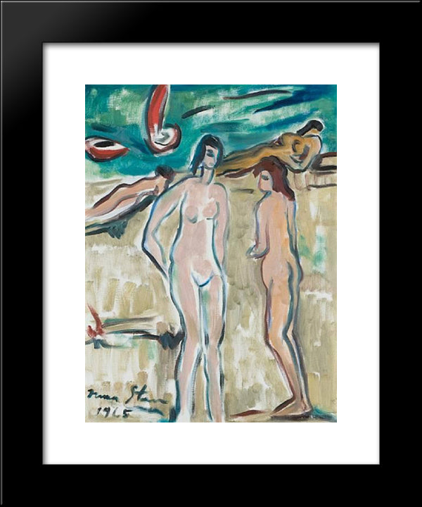 Bathers 20x24 Black Modern Wood Framed Art Print Poster by Stern, Irma