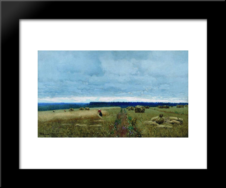 A Dull Day. Stubble. 20x24 Black Modern Wood Framed Art Print Poster by Levitan, Isaac