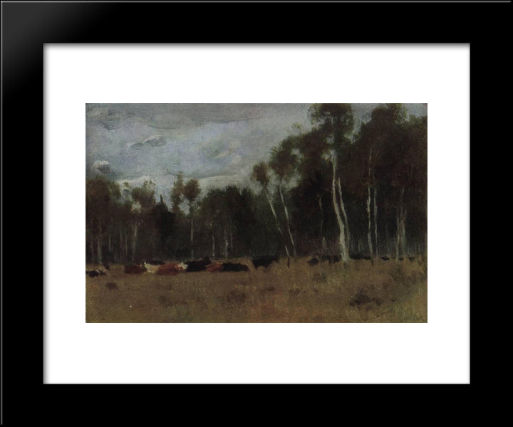 A Herd 20x24 Black Modern Wood Framed Art Print Poster by Levitan, Isaac
